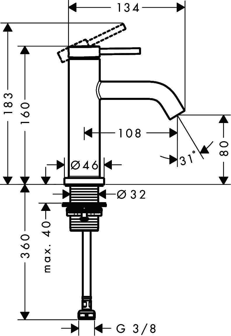 Hansgrohe Tecturis S Standventil 80 ohne Ablaufgarnitur chrom