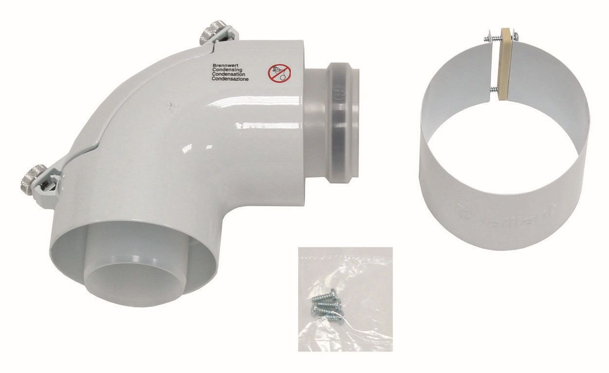 Vaillant Bogen 87 Grad Brennwert konz., PP, 60/100 mm, m. Reinigungsd.