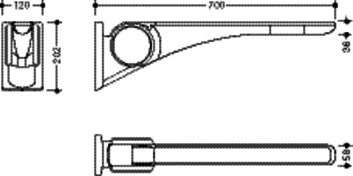 HEWI Stützklappgriff Basic,700 mm weiß hochgl.- weiß matt