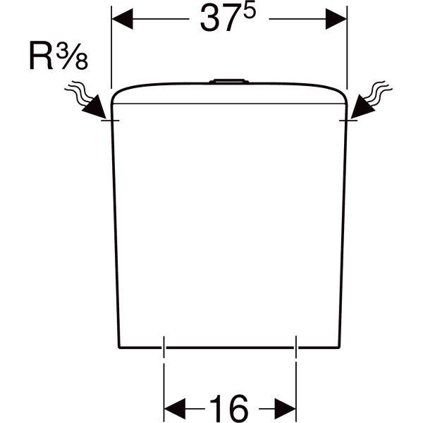 Geberit iCon Sq. AP-SPK aufges. 2-Mengen-Sp. Wasseranschluss seitlich, weiß