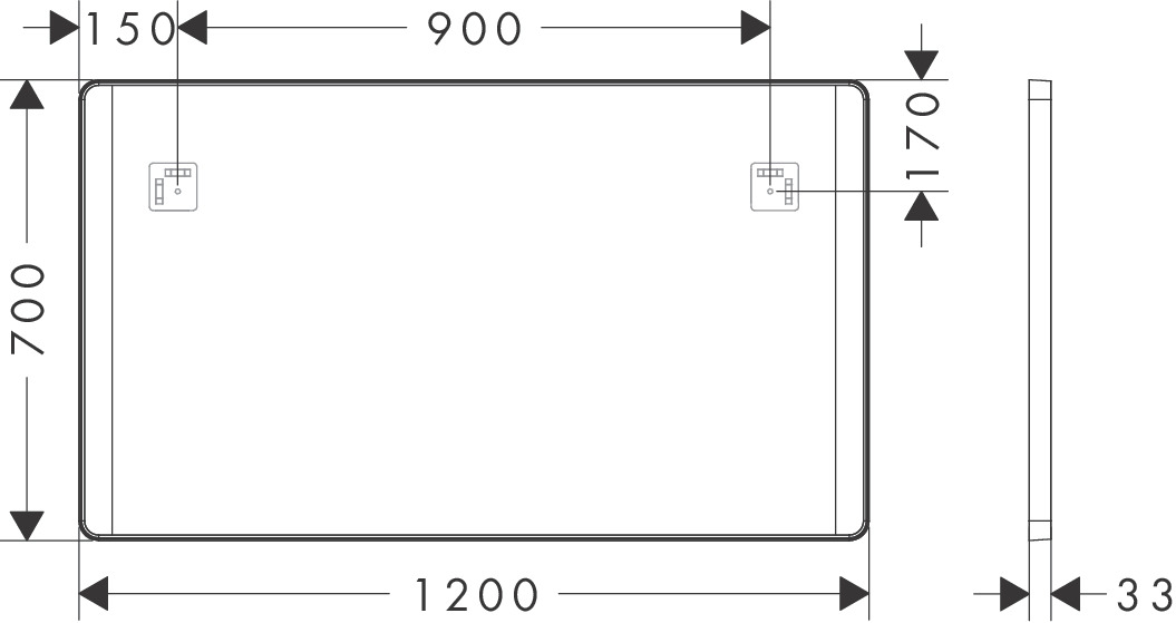 Hansgrohe Spiegel Xarita Lite Q 1200/30  m.seitl.LED Beleuchtung Wandschalter MSW