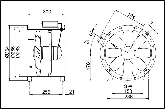 Maico Axial-Rohrventilator DZR 25/2 B Ex t Drehstrom, ex-geschützt, 1.950 m3/h