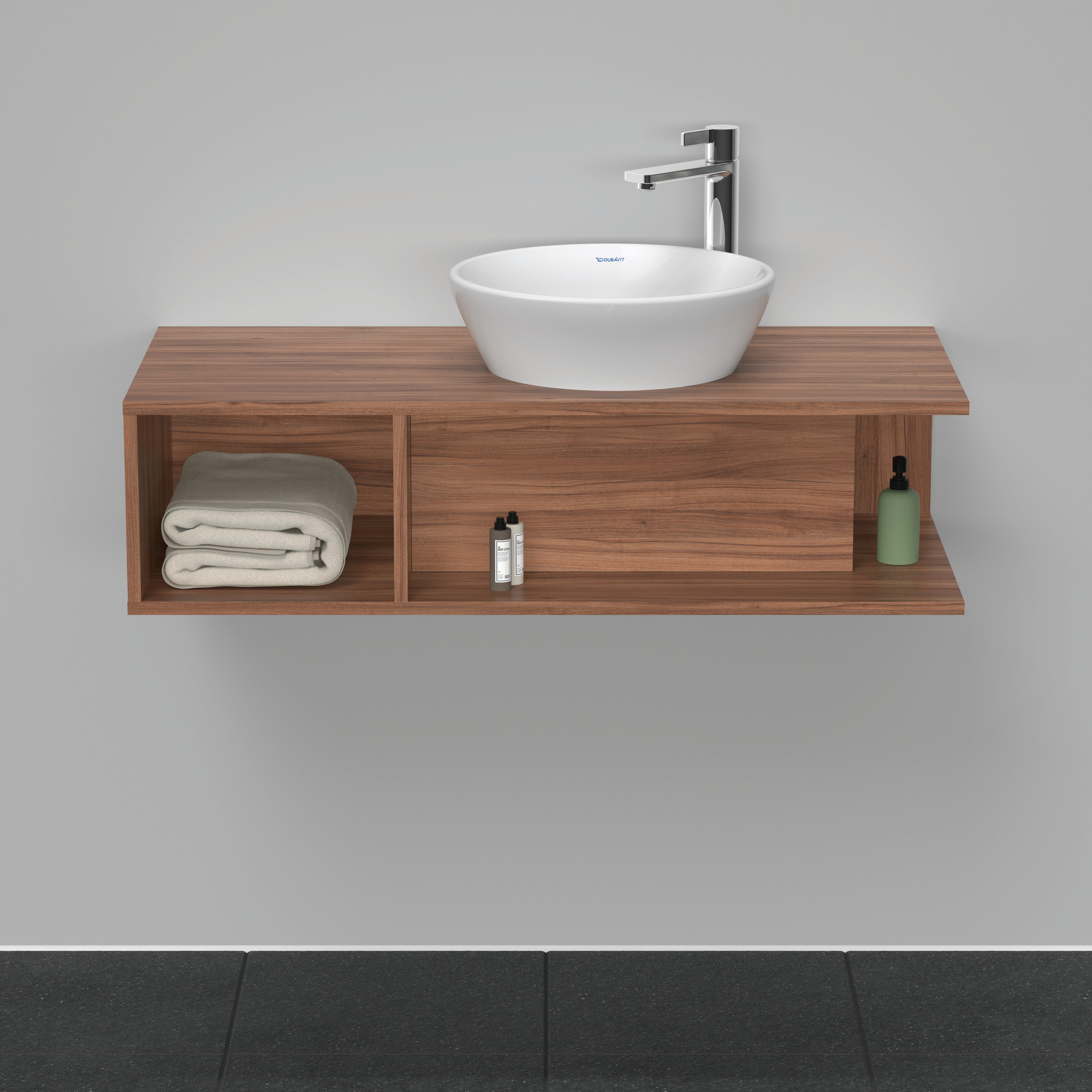 Duravit D-Neo WTU wandh.,1 offenes Fach l., 260x1000x480mm, Nussbaum Natur