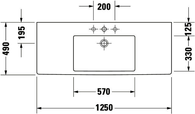 DU Möbelwaschtisch Vero 1250 mm mit ÜL, mit HLB, 1 HL, weiß WonderGliss