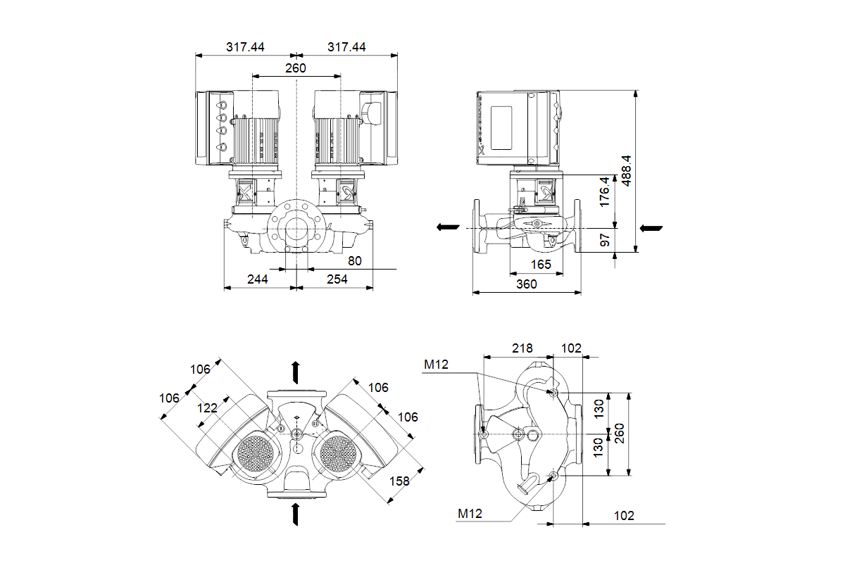 GRUNDFOS Elektr. ger. Trockenläuferpumpe TPE2 D 80-40 N-A-F-A-BQQE-CYA