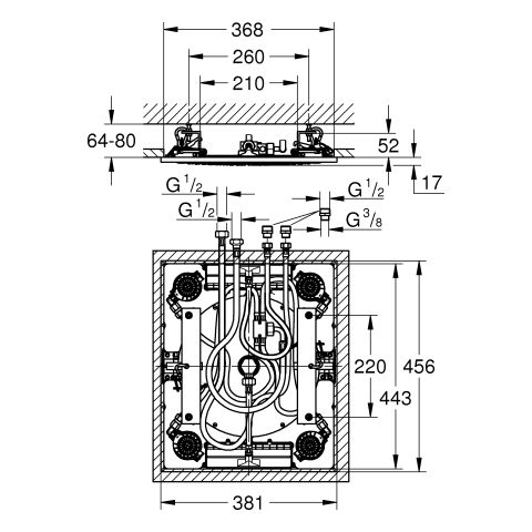 GROHE Deckenbrause Rainshower Aqua 15" 26888 3 Strahlarten 381x456mm chrom