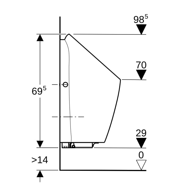 Geberit Preda Urinal, mit integr. Strg., Netz Zulauf hinten, weiß