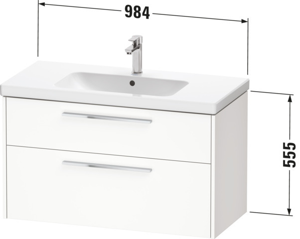 DU D-Code 2.0 WTU Wandh. Schubk. 2, 984x555x460,Griff Chrom,Basalt Matt