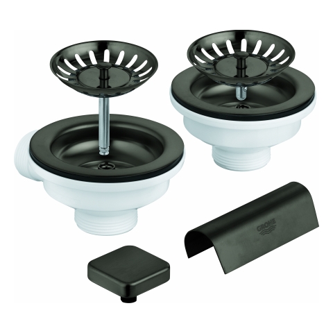 GROHE Spülen-Ablaufgrt. 40999 2 Becken mit Exzenter hard graphite gebürstet