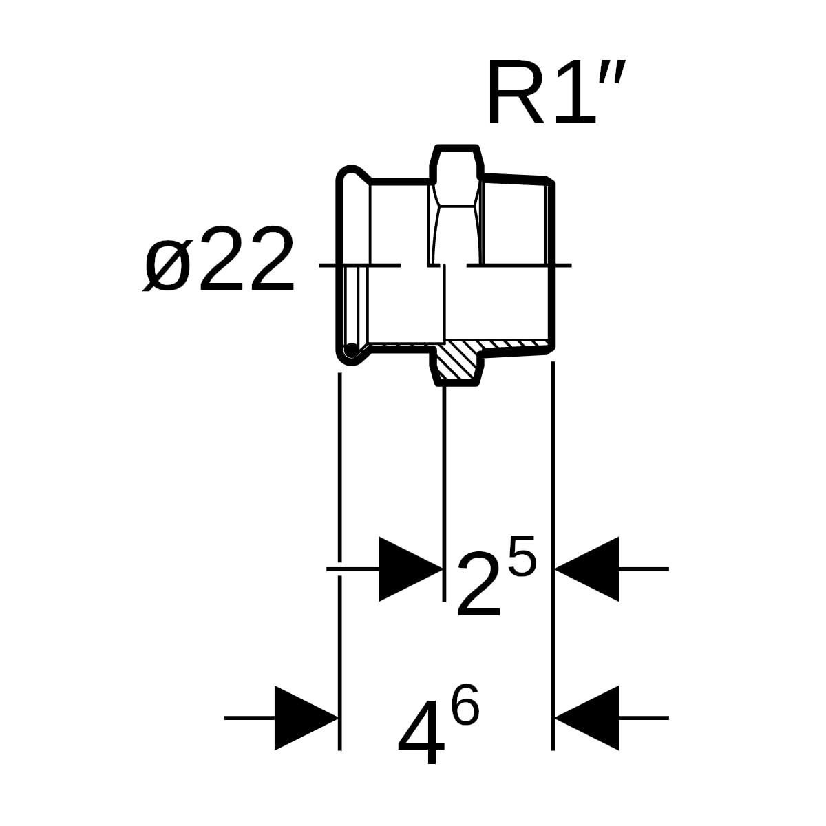 Geberit Mapress Therm Übergang mit AG d22-R1