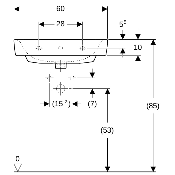 Geberit Renova Plan Waschtisch, 60x48cm m. Hl., m. Ül., weiß