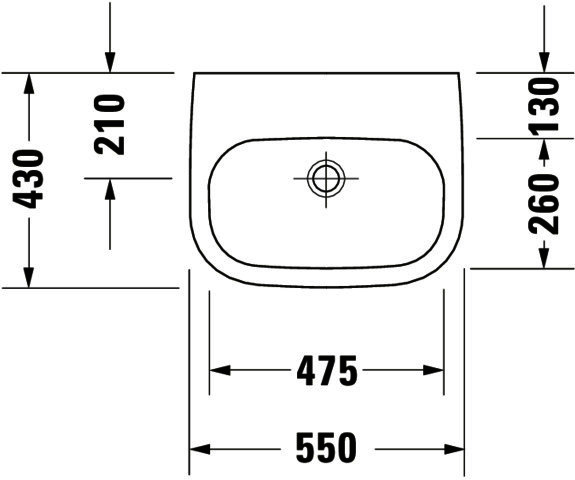 DU Waschtisch D-Code Med 550 mm ohne ÜL, mit HLB, 1 HL, weiß