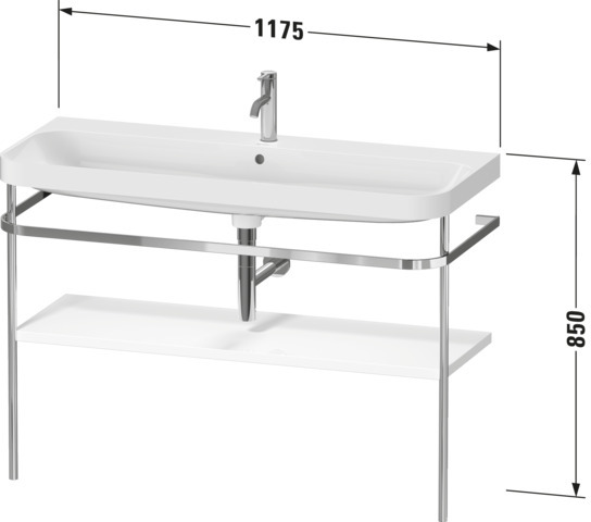 Duravit Metallkonsole bdst. m. HD2 Plus,2HL 850x1175x490mm,Weiß Hochglanz
