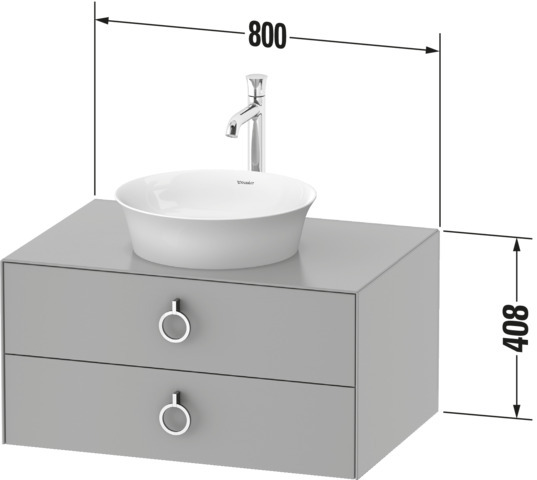 Duravit WTU wandh.White Tulip,2Schk.,m.Griff 408x800x550,Am.Nussb.M./graph. HGL o. ES