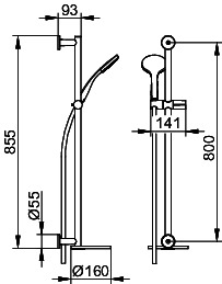 KEUCO Brause-Set IXMO 59587, mit Ablage weiß, rund, verchromt