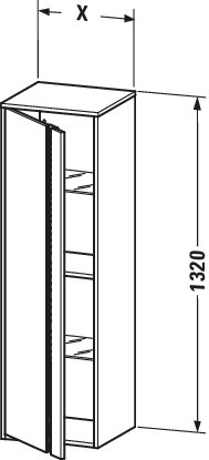 DU Hochschrank Ketho 360x400x1320mm 1 Tür, TA links, nussbaum natur
