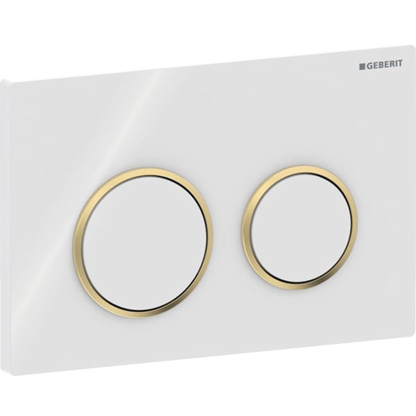 Geberit Omega20BetPl., rund, für 2-Mengen-Sp. weiß glänzend / goldfarben glänzend