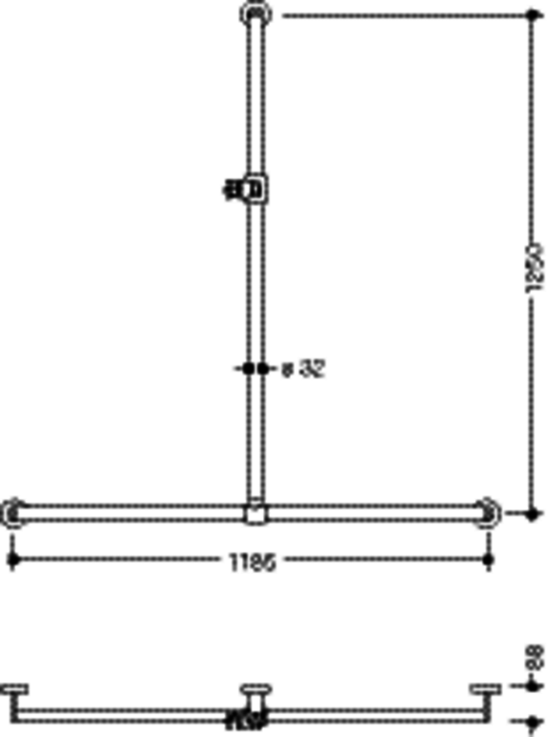HEWI DUHA, d:32, A1:1250. W1:1184, plvb, Br.H.Kst. weiß tiefmatt