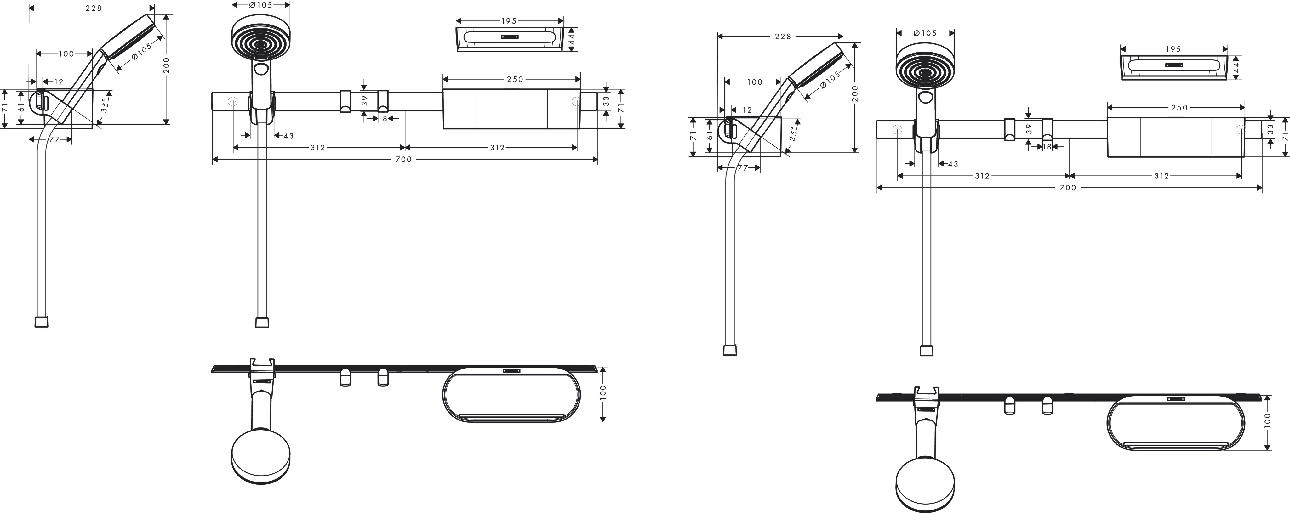 Hansgrohe Bundle WallStoris 105 3jet Eco U'Pl 700 mattweiss