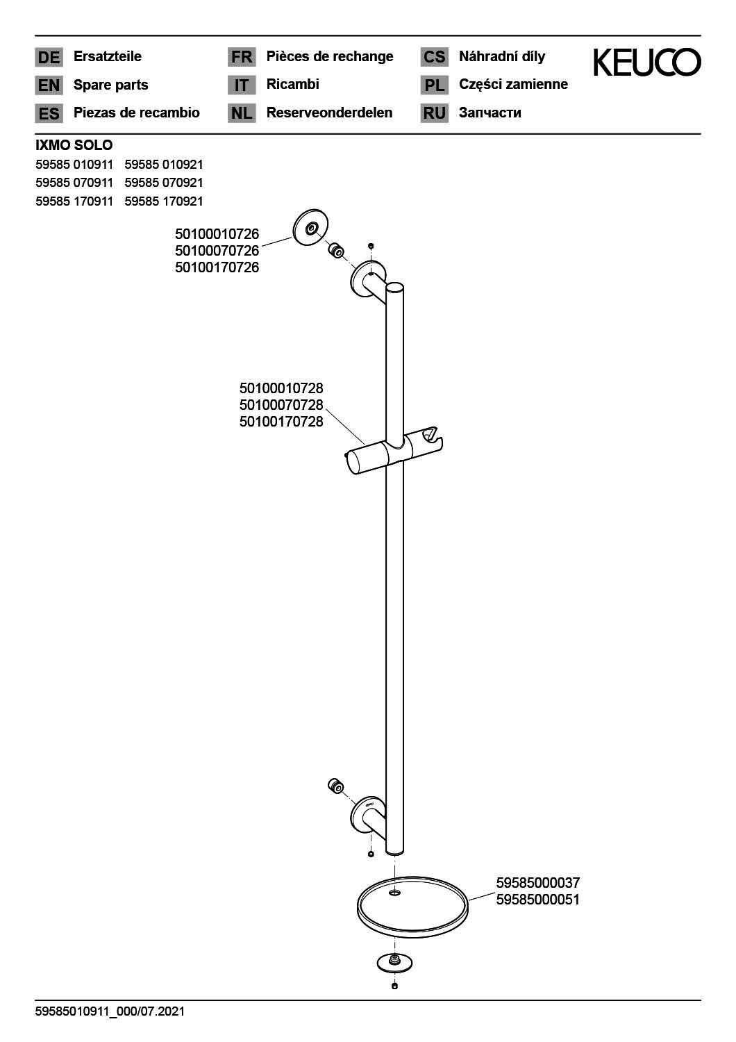 KEUCO Brause-Set IXMO 59587, mit Ablage anthrazit, rund, verchromt
