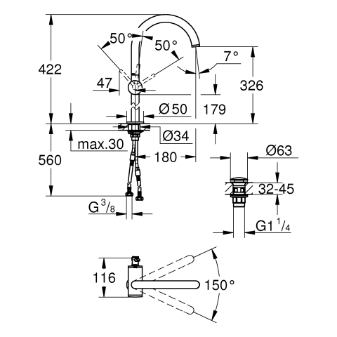 GROHE Einhand-Waschtischbatterie Atrio 24365 XL-Size chrom