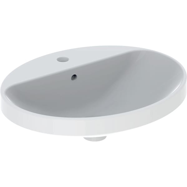 Geberit VariForm Einbauwaschtisch, oval mit HLB, 55x45cm, m. Ül., weiß, KeraTect