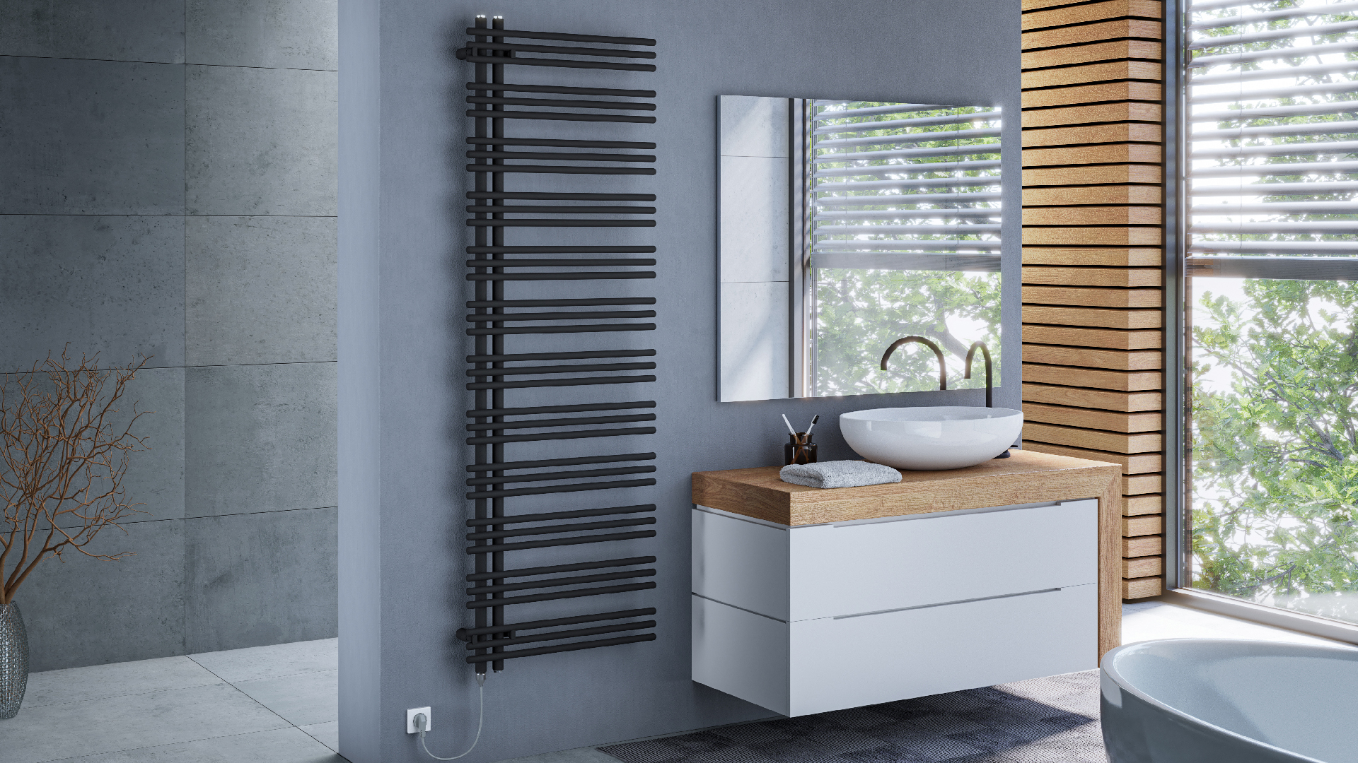 Zehnder Design-Heizkörper Yucca elektr. IHE YAZSL090050EAZD 922x47x478 RAL 7031