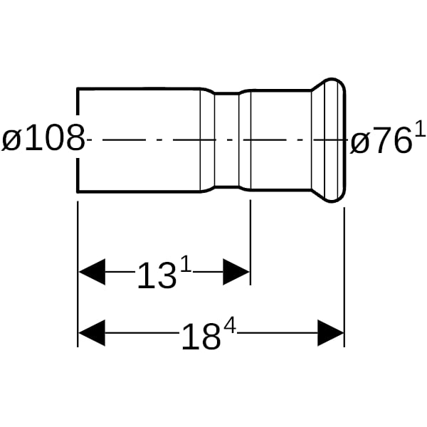 Geberit Mapress Edelstahl Reduktion mit Einschubende d108-76,1