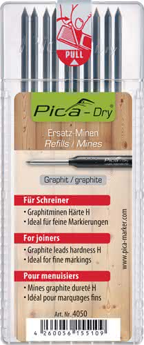 Minenset Pica-Dry 10x graphit Spezialhärte "H" f.feine Markierungen 10 Minenset Pica-Dry 10x graphit Spezialhärte "H" f.feine Markierungen 10