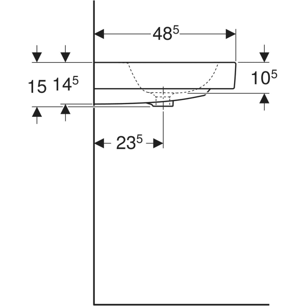 Geberit iCon Waschtisch, 60x48,5cm m. Hl., o. Ül., weiß