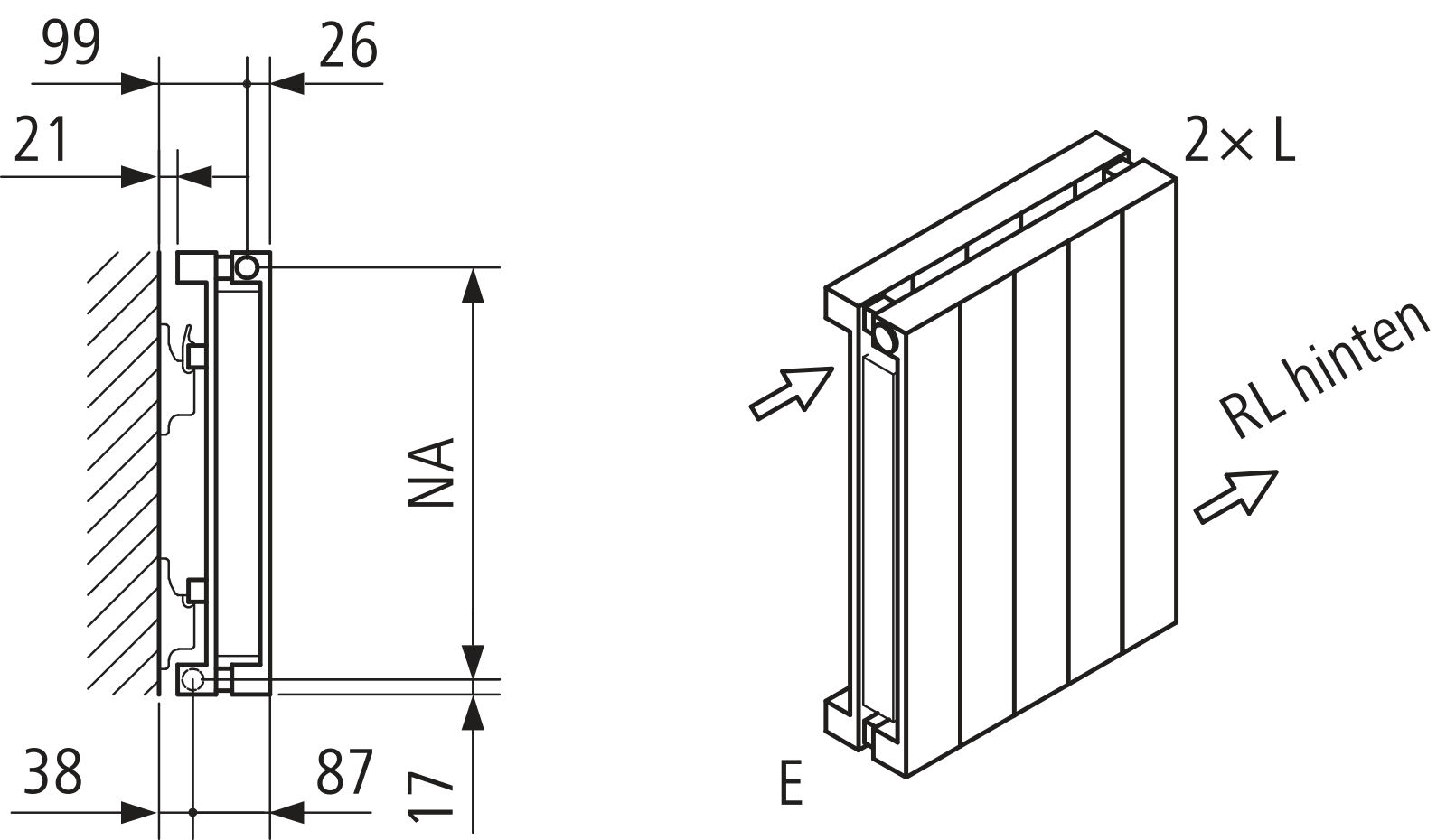 Kermi Heizwand HVN Typ20 BH2200x104x700 QN2339, RAL9016, 6 bar, ANB12