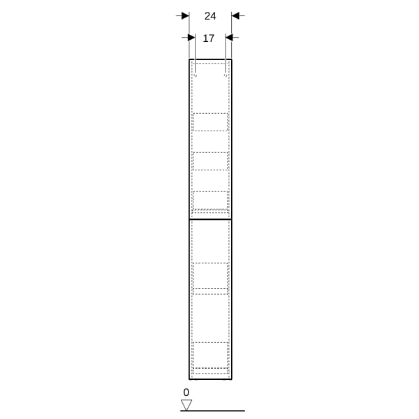 Geberit Hochschrank mit zwei Auszügen 24x180x48cm, weiß hgl./Glas weiß