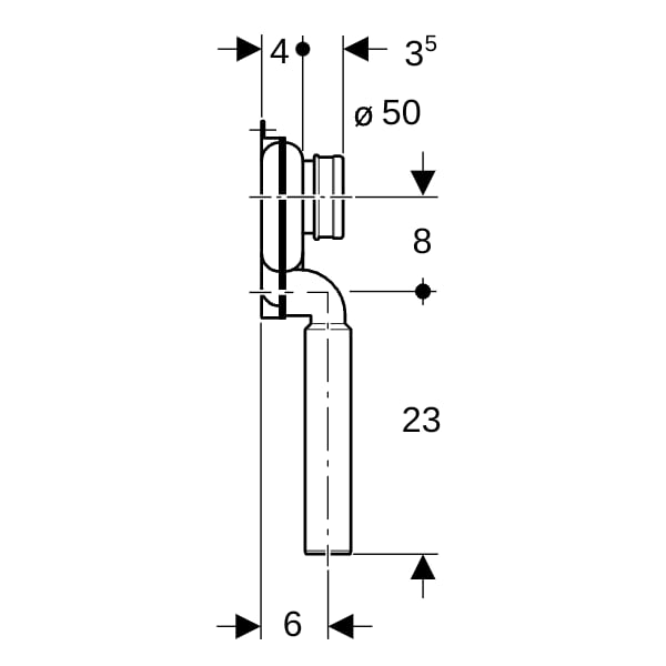 Geberit Urinal Geruchsverschluss Abgang vertikal d50 weiß-alpin