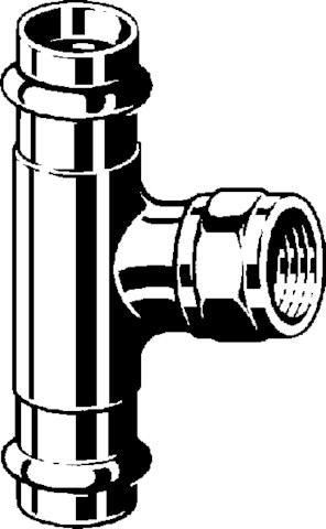 Viega T-Stück mit SC Profipress G 2617.2 für Gas in 22mm x Rp1/2 x 22mm Rotguss