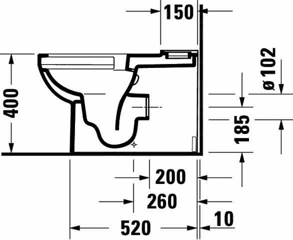 DU Stand-WC Kombi Duravit No.1,Weiß, 650mm,riml,TS,Abg.waagr.,var.Zul.,