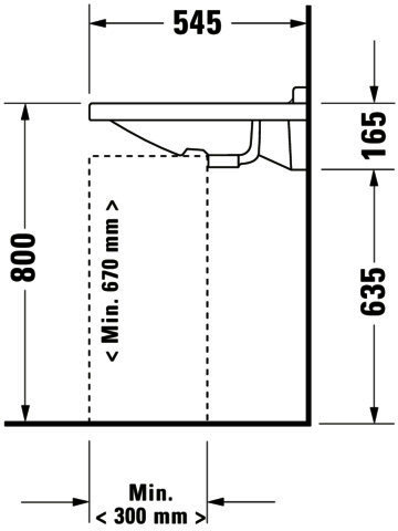 DU Waschtisch Starck 3 Vital Med 600 mm ohne ÜL, mit HLB, HL-Vst., weiß