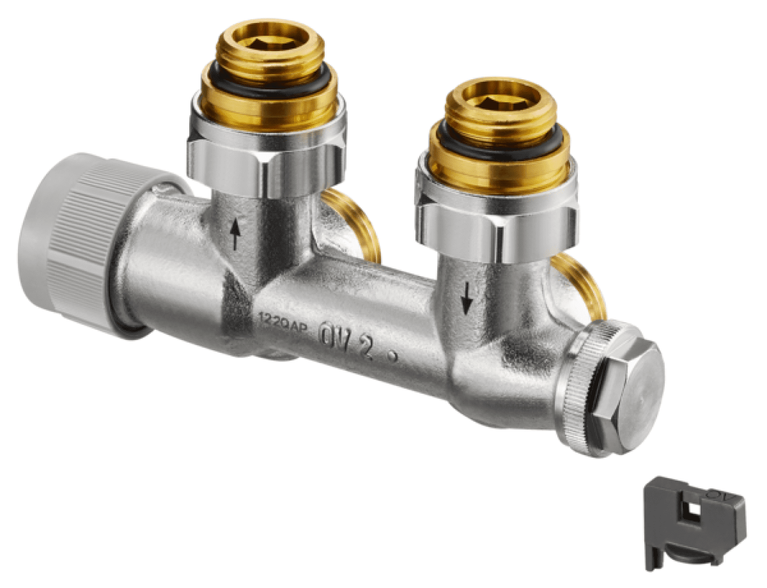 OVENTROP-Anschlussarmatur"Multiblock TQ" Eck, Rp 1/2 AG, mit "Q-Tech"