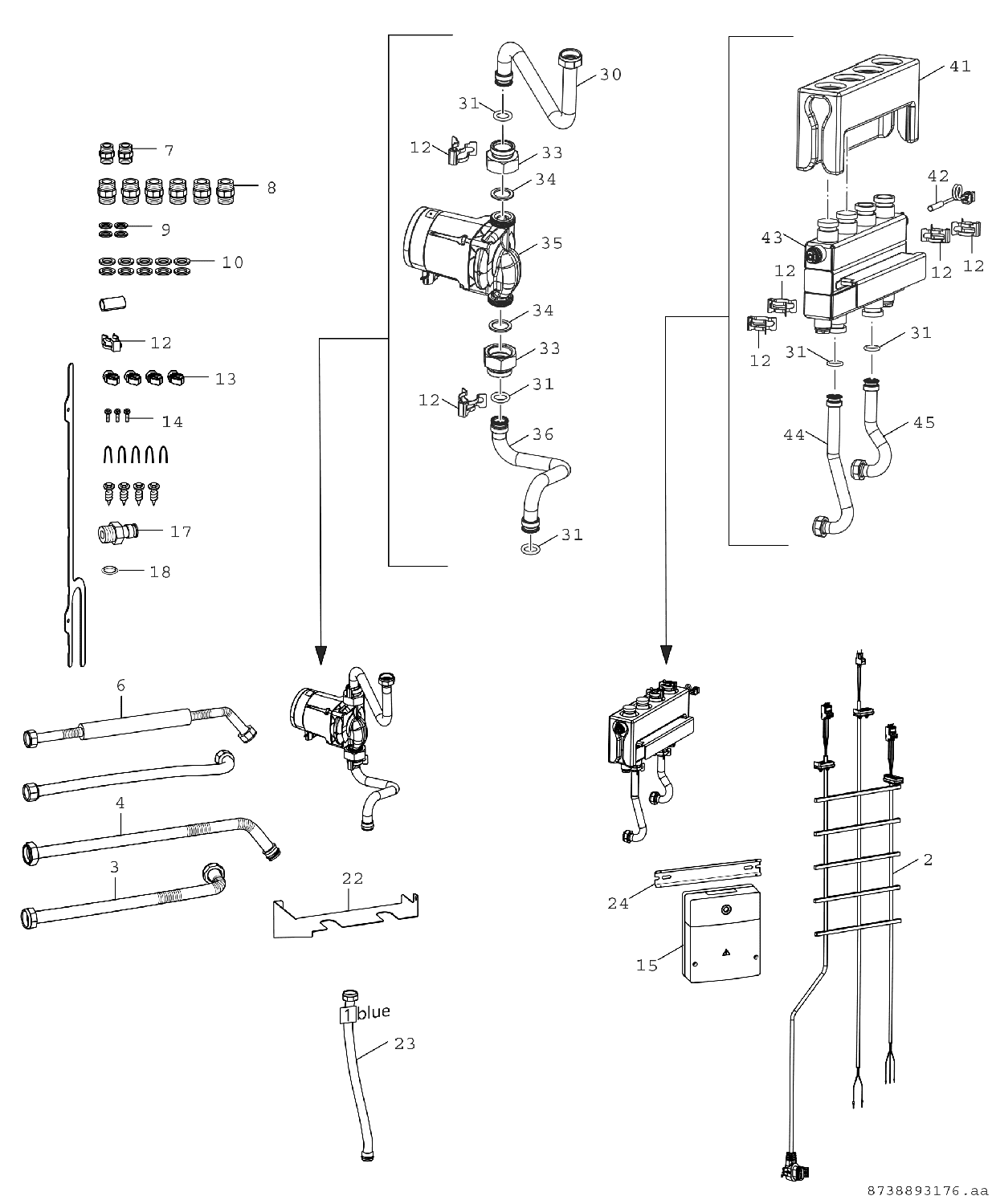 BOSCH Installationszubehör CS 12 Anschlusssatz 1 HK, mit hydraul. Weiche