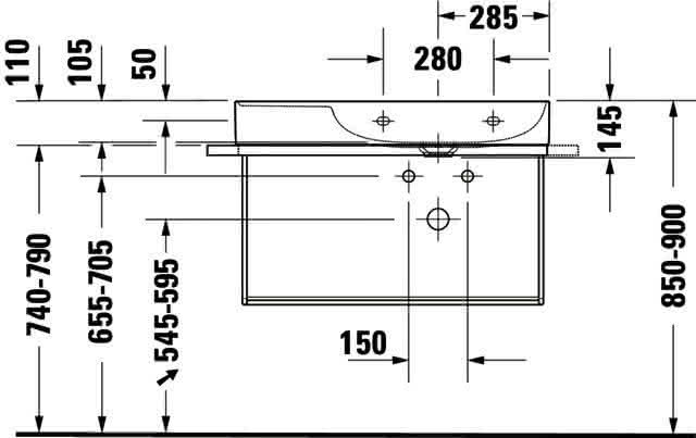 DU Möbel-WT DuraSquare 800mm, Weiß o.ÜL, m.HLB, 1 HL, Becken rechts