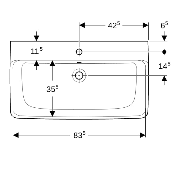 Geberit Renova Plan Waschtisch, 85x48cm m. Hl., m. Ül., weiß