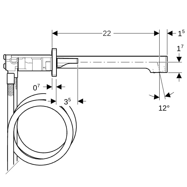 Geberit ONE WT-Arm. eck. Des. W.-Mont. 2Gr. für UP-Funktionsbox, L:22cm, hgl.verchr.