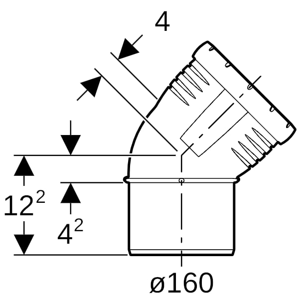 Geberit Silent-Pro Bogen 45Gr d160mm