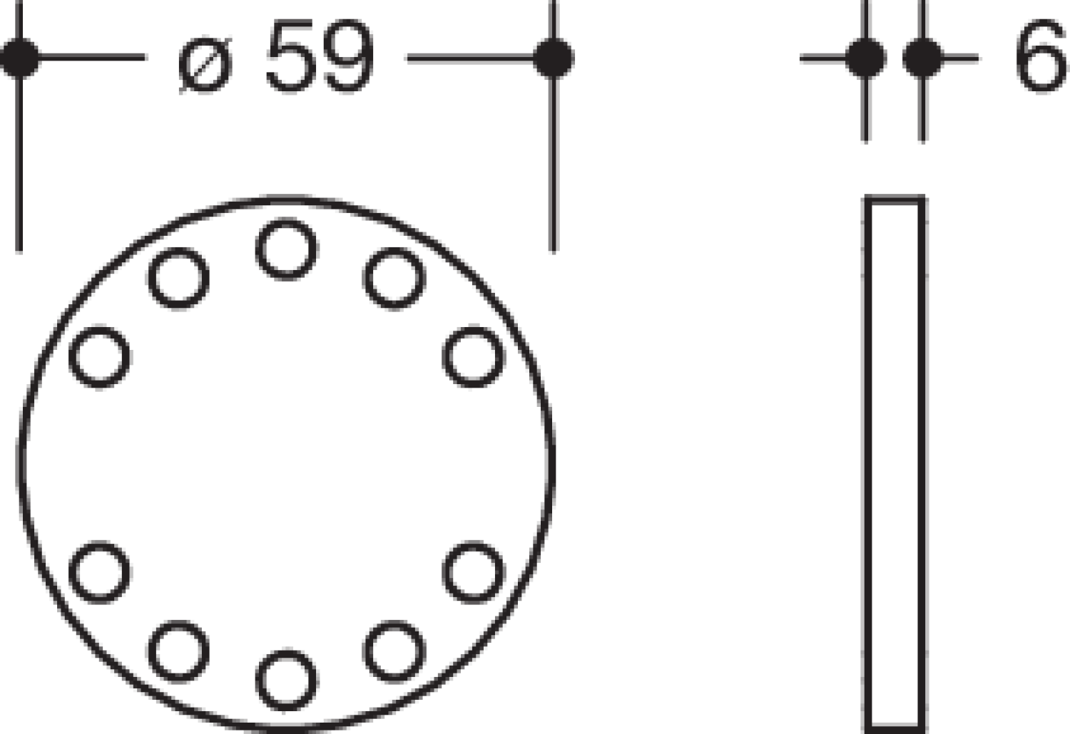 HEWI Dichtronde für 900,801,805C, Set 10 Stahlrosette, Lochbild 10 Bohrungen
