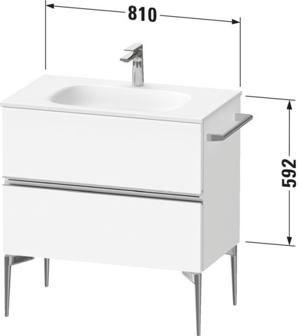 Duravit Sivida WTU 810x592x477mm,f. Bodenst.,Schubk. 2, Chrom/Weiß Matt