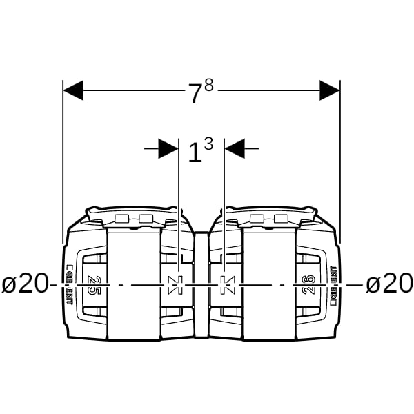 Geberit FlowFit Übergang auf Mepla SiBr d20-d20
