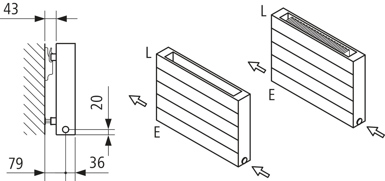 Kermi Heizwand HHN Typ20 BH560x72x1400mm QN1308, weiß, 6bar, m. Abd, AB 12