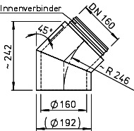 HELIOS Isopipe Bogen 45 Gr. M. Innenverb IP-B 160/45