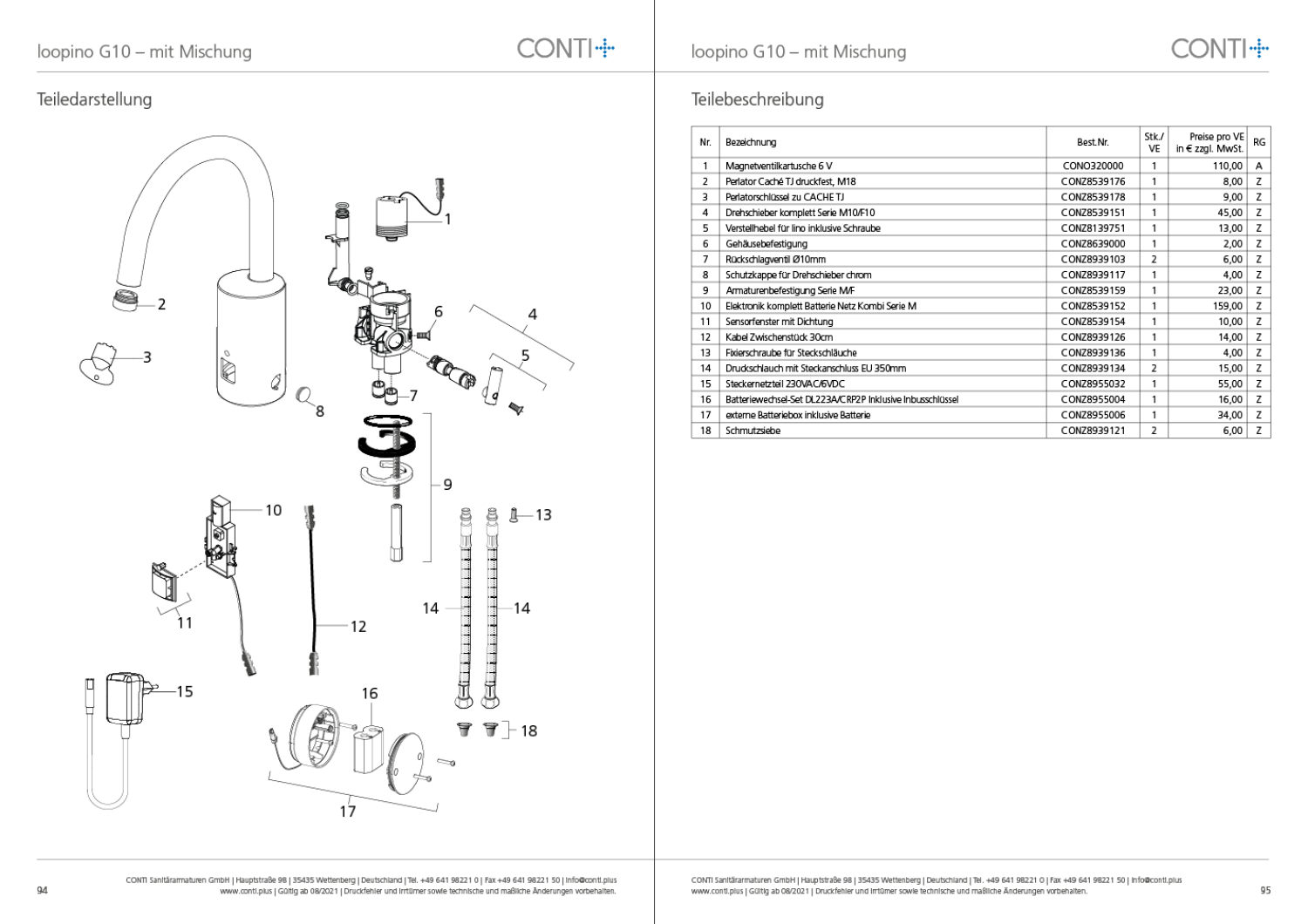 CONTI+ loopino el. IR Standarm. NetzAP m.Misch. Chrom o.Ablg. Click G10