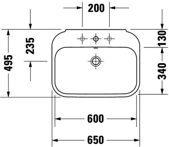 DU Waschtisch Happy D.2 650 mm mit ÜL, mit HLB, 1 HL, weiß