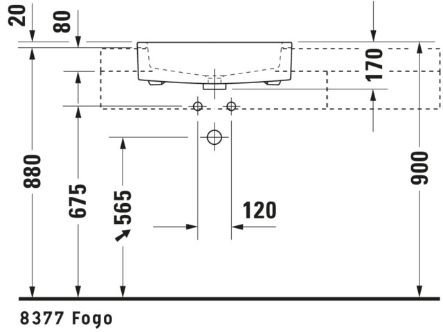 DU Halbeinbauwaschtisch Vero 550 mm mit ÜL, mit HLB, 1 HL, weiß